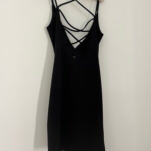 Black Sleeveless Slip Dress with V-Neck
